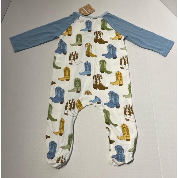 Mud Pie Blue Cowboy Boot Baby Sleeper Size 6-9 Month New With Tags - Picture 3 of 6